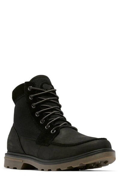 Shop Sorel Carson Moc Waterproof Boot In Black/ Gum