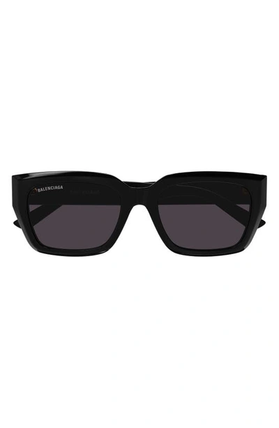 Shop Balenciaga 54mm Rectangular Sunglasses In Black
