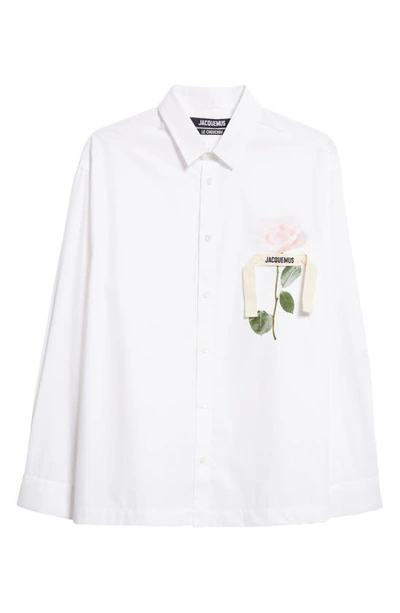 Shop Jacquemus La Chemise Baou Button-up Shirt In Print Light Pink Rose
