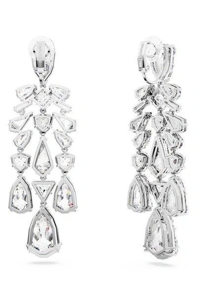 Shop Swarovski Mesmera Crystal Chandelier Clip-on Earrings In Silver