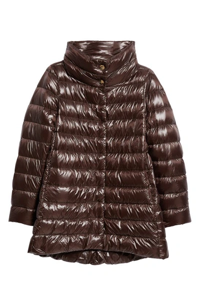 Shop Herno Amelia High/low Down Jacket In Chocolate
