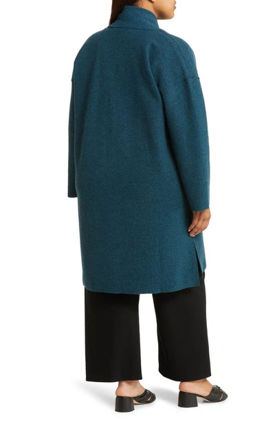 Shop Eileen Fisher Shawl Collar Open Front Wool Jacket In Alpine