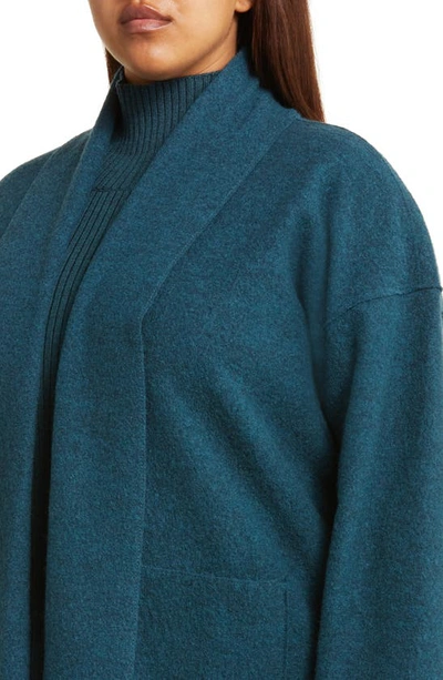 Shop Eileen Fisher Shawl Collar Open Front Wool Jacket In Alpine