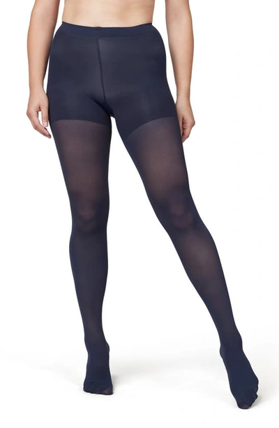 Shop Spanx Luxe Leg Shaping Tights In Nightcap Navy