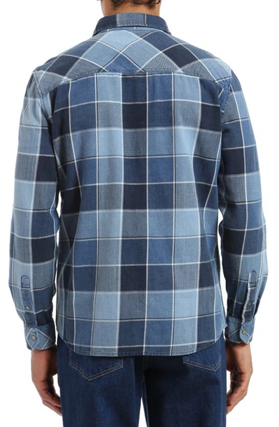 Mavi Jeans Check Brushed Twill Snap-up Shirt In Indigo Check