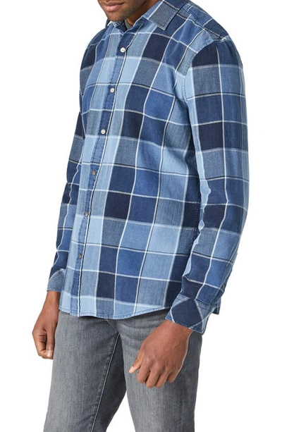 Mavi Jeans Check Brushed Twill Snap-up Shirt In Indigo Check