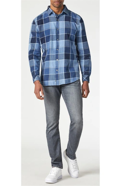 Mavi Jeans Check Brushed Twill Snap-up Shirt In Indigo Check