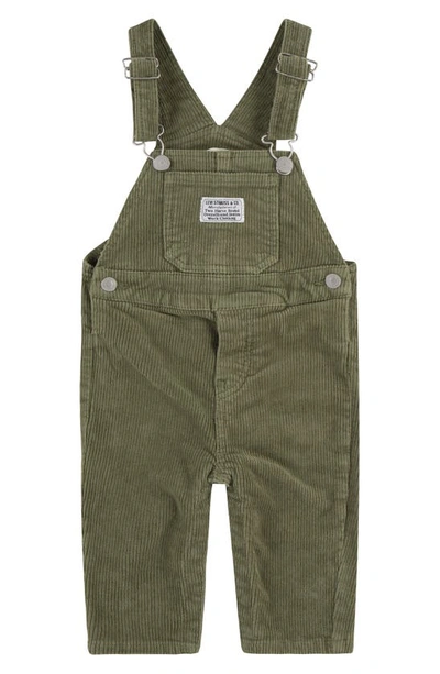 Levi's Stretch Cotton Corduroy Overalls In Olivine