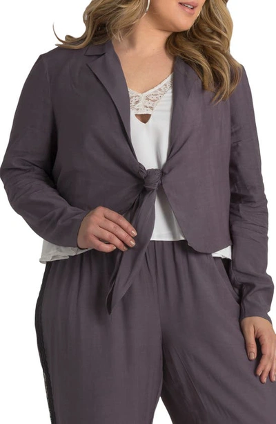 Shop Standards & Practices Tie Front Jacket In Dark Purple