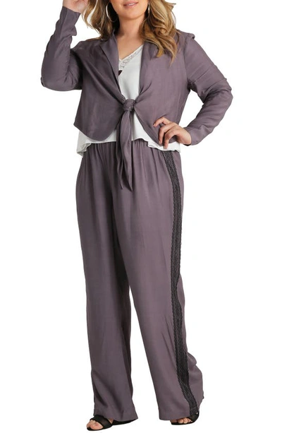 Shop Standards & Practices Clare Lace Stripe Pants In Dark Purple