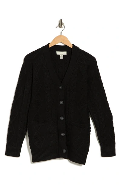 Shop By Design Ingrid Cable Knit Cardigan In Black