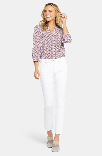 Nydj Sheri Side Slit Slim Ankle Jeans In Optic White