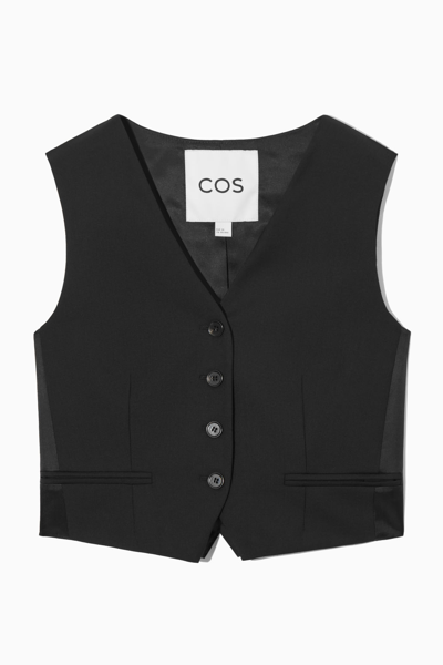 Shop Cos Belted Wool Vest In Black