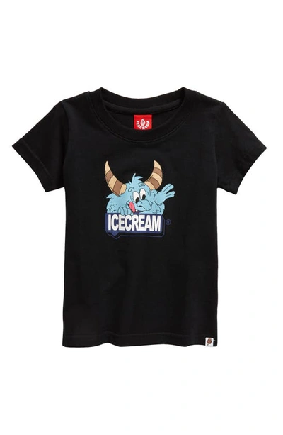 Icecream Kids' Monster Cotton Graphic T-shirt In Black