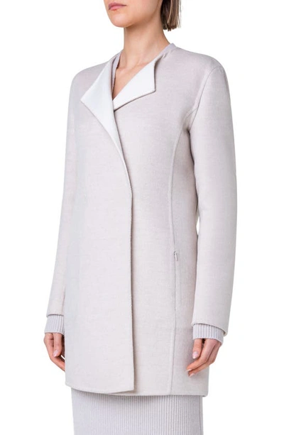 Shop Akris Double Face Virgin Wool & Cashmere Reversible Coat In 331 Greige-ecru