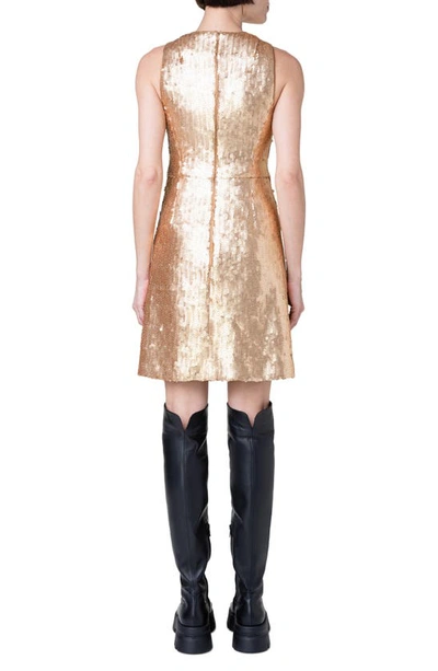Shop Akris Sequin Long Sleeve Pinafore Dress In 032 Gold