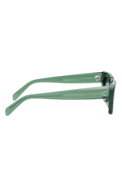 Shop Celine Bold 3 Dot Rectangular Sunglasses In Shiny Dark Green / Green