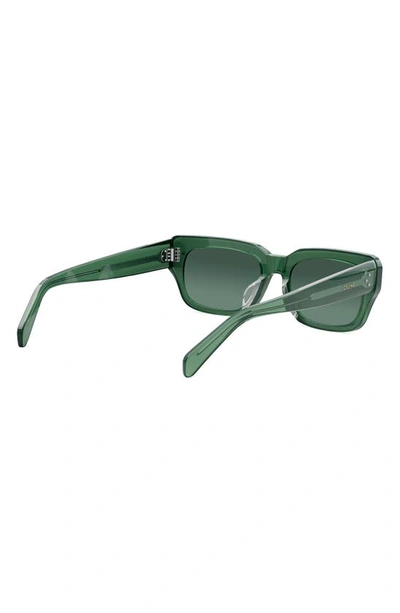 Shop Celine Bold 3 Dot Rectangular Sunglasses In Shiny Dark Green / Green