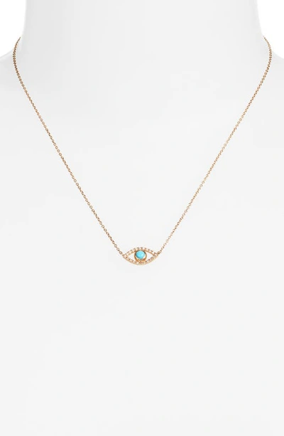 Anzie Evil Eye Turquoise & Diamond Pendant Necklace In Blue