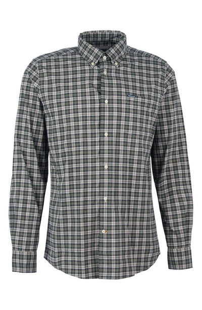 Shop Barbour Lomond Tailored Fit Plaid Stretch Cotton Button-down Shirt In Forest Mist