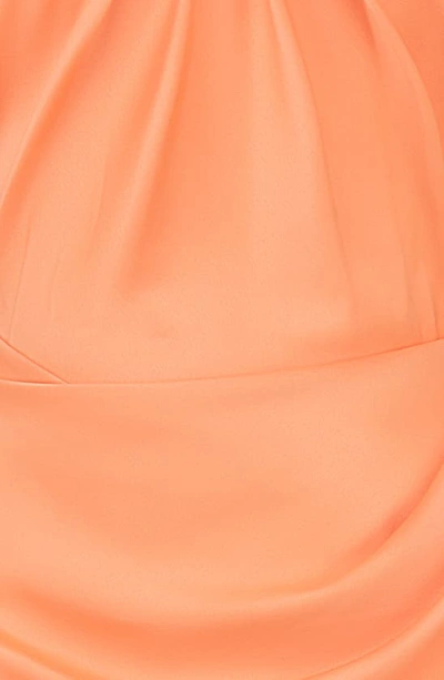 Shop House Of Cb Alora Strapless Stretch Satin Midi Dress In Tangerine