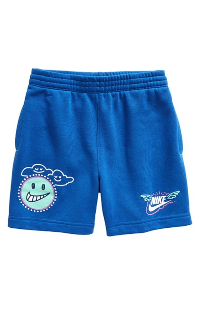 Shop Nike Kids' Sportswear Art Of Play French Terry Shorts In Game Royal