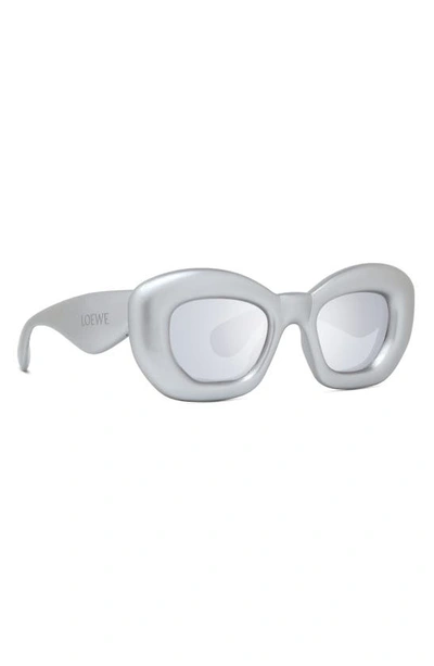 Shop Loewe Inflated 47mm Butterfly Sunglasses In Grey / Smoke Mirror