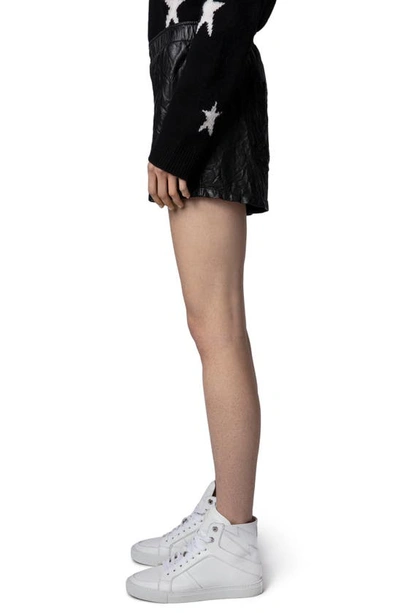 Shop Zadig & Voltaire Pax Crinkled Leather Shorts In Noir