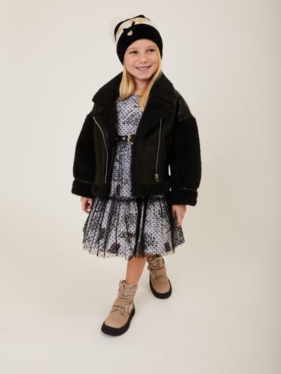 Monnalisa Sheepskin-lined Nappa And Nubuck Combat Boots In Beige