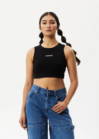 Shop Afends Pointelle Cropped Tank In Black