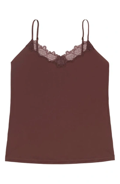 Uwila Warrior Happy Seamless Lace Trim Camisole In Chocolate