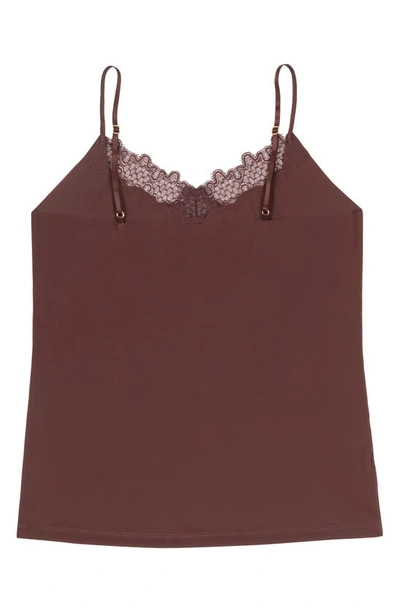 Uwila Warrior Happy Seamless Lace Trim Camisole In Chocolate