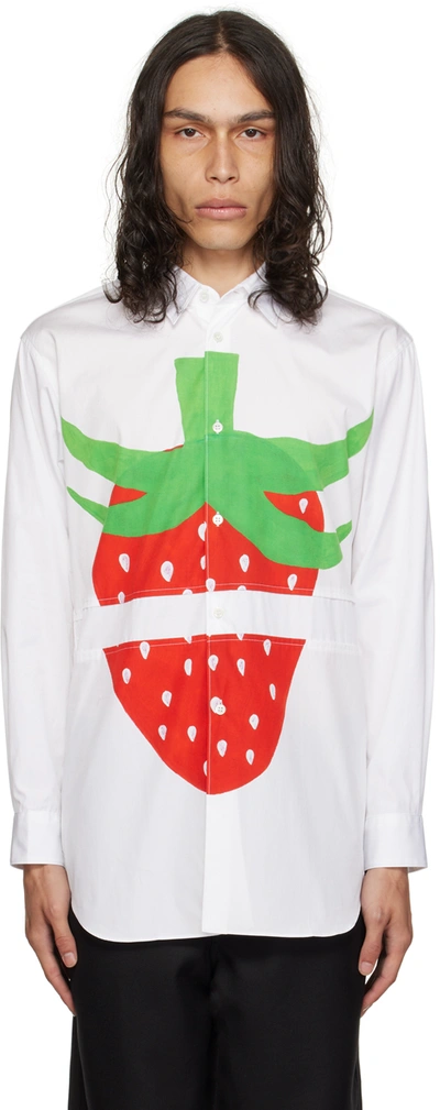 Shop Comme Des Garçons Shirt White Brett Westfall Edition Strawberry Shirt In 1 White X Print