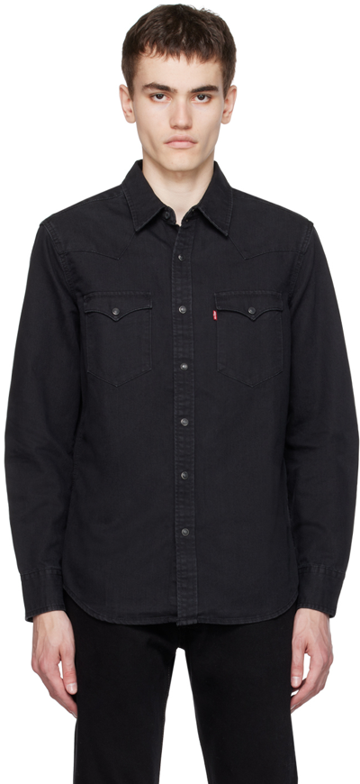 Shop Levi's Black Classic Western Denim Shirt In New Blackblack Rinse