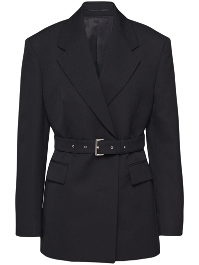 Shop Prada Single-breasted Gabardine Jacket In Black