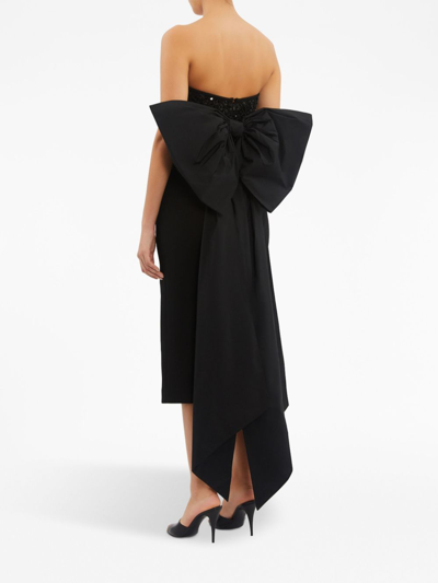 Shop Rebecca Vallance Marie Bow-detail Midi Dress In Black