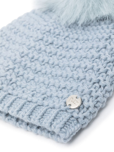 Paz Rodriguez Pompom Knitted Beanie In Blue