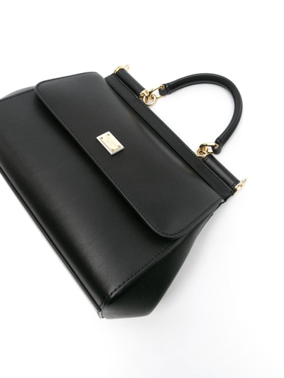 Shop Dolce & Gabbana Sicily Leather Tote Bag In Black