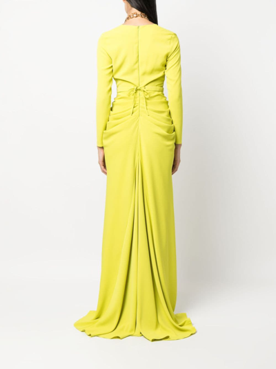 Shop Ana Radu Plunging V-neck Gown In Green