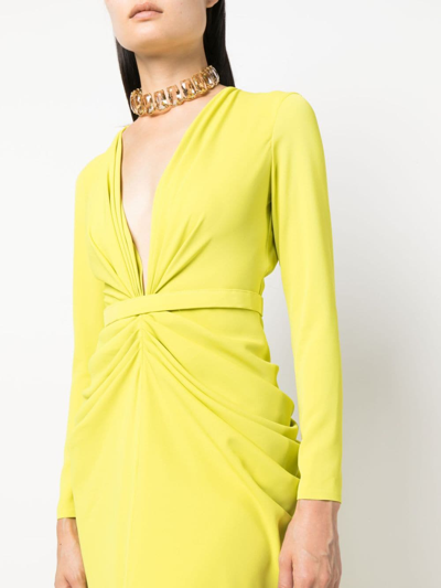 Shop Ana Radu Plunging V-neck Gown In Green