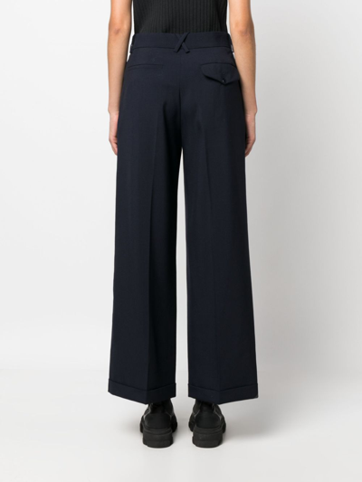 Kenzo Wide-leg Wool Trousers In Blue