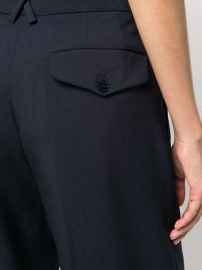 Kenzo Wide-leg Wool Trousers In Blue