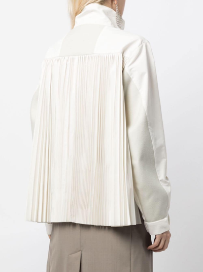 Shop Sacai Pleated Panelled Jacket In Neutrals
