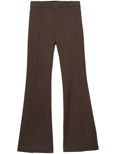 Shop Frame Le High Flare Trousers In Brown