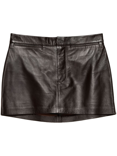 Shop Frame Concealed-fastening Leather Miniskirt In Brown