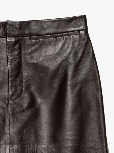 Shop Frame Concealed-fastening Leather Miniskirt In Brown