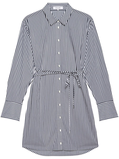 Shop Frame Striped Organic Cotton Shirtdress In Black