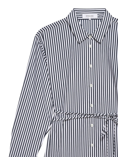 Shop Frame Striped Organic Cotton Shirtdress In Black