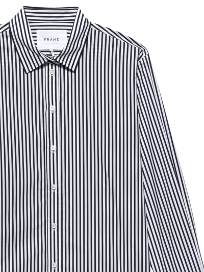 Frame Stripe-print Organic-cotton Shirt In Black