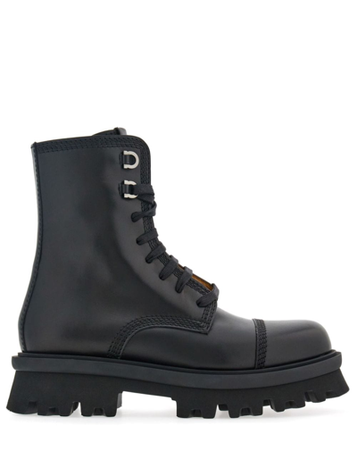 Ferragamo Black Faraway Lace-up Boots In Black